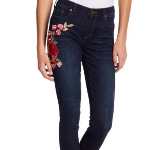 KUT| Kut from the Kloth Luxury Denim Embroidered Distressed Blue Jeans Sz 4 - Picture 1 of 9